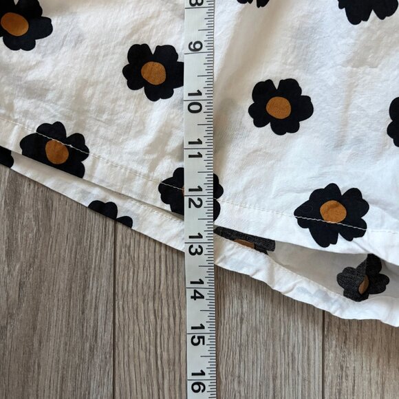 Daisy Floral Print Cotton Sleep Shorts Black White Gold Womens XS Loungewear Y2K - Picture 9 of 11